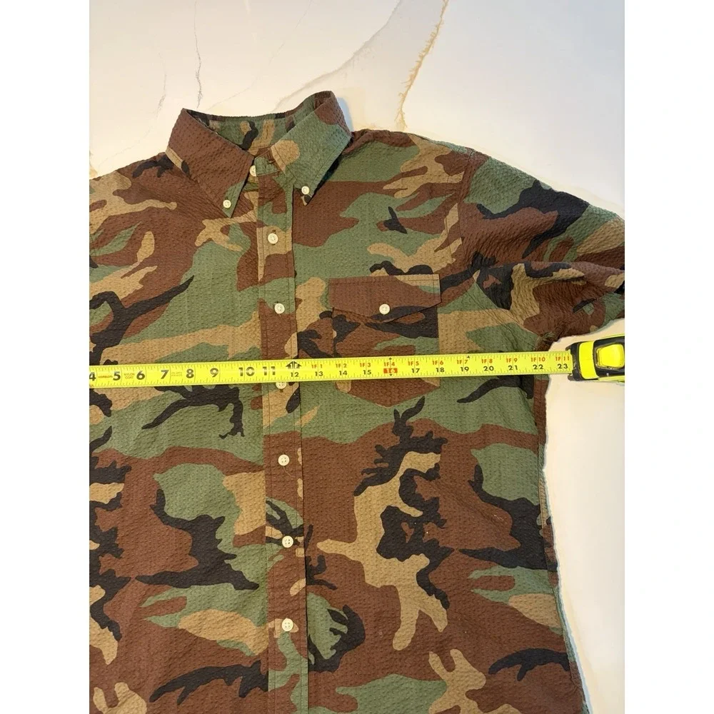Ralph Lauren Polo Seersucker Camo Shirt Button Down Men Sz M Slim Fit Military